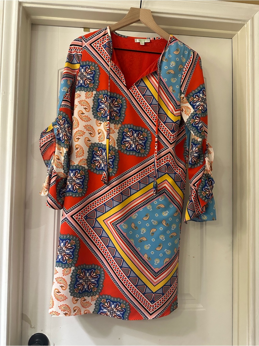 JADE Melody Tam Dress Bell Sleeve Colorful NWOT small
